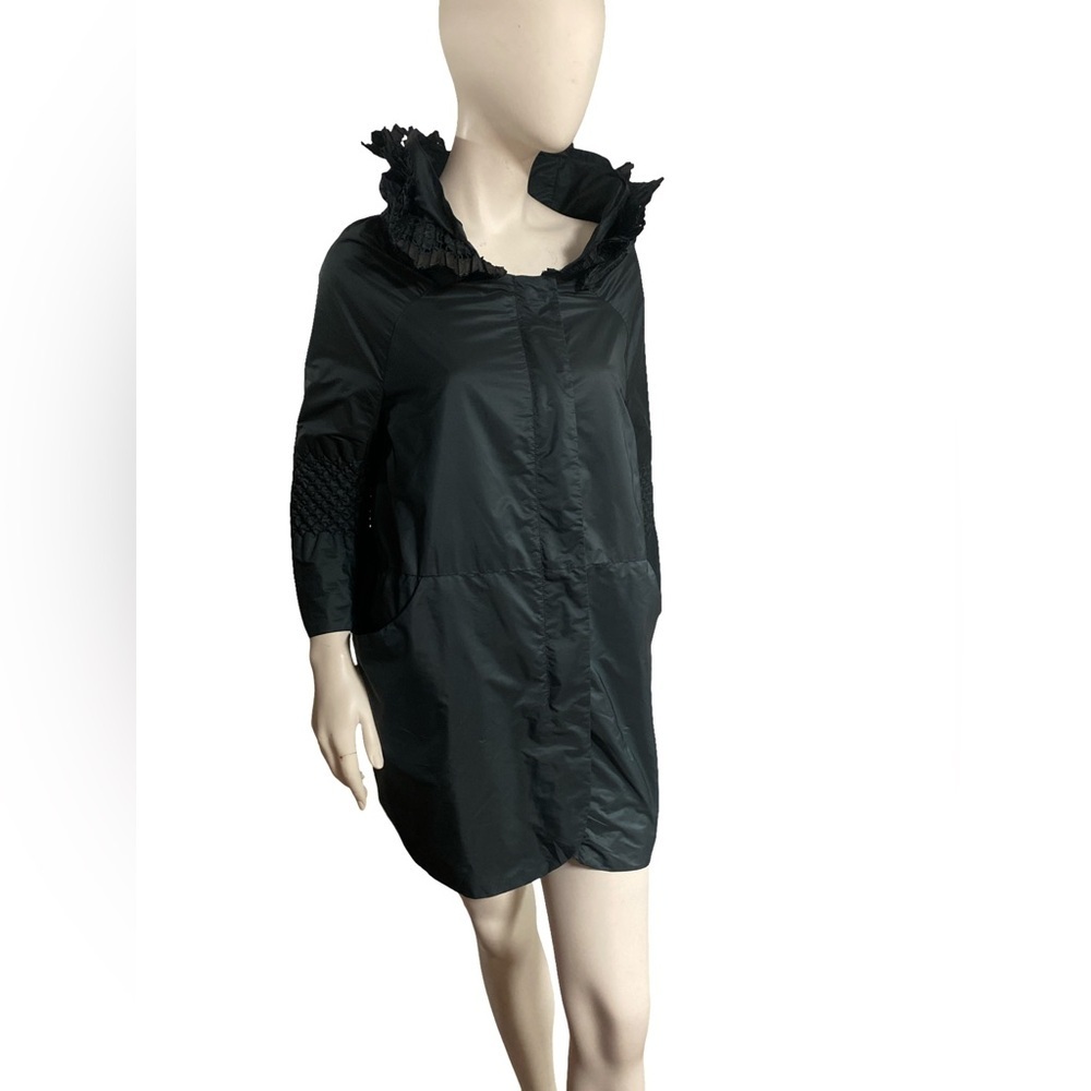 Ermanno Scervino Avant Garde Black Ruffled Collar Coat